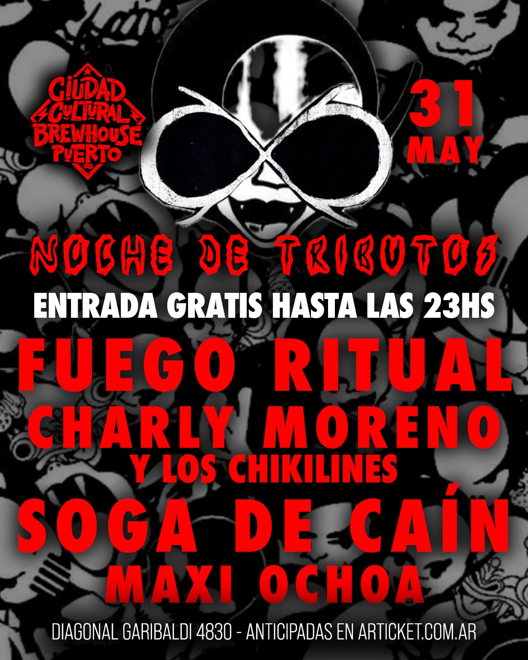 NOCHE DE TRIBUTOS - FUEGO RITUAL - CHARLY MORENO Y LOS CHIKILINES - LA SOGA DE CAIN - MAXI OCHOA