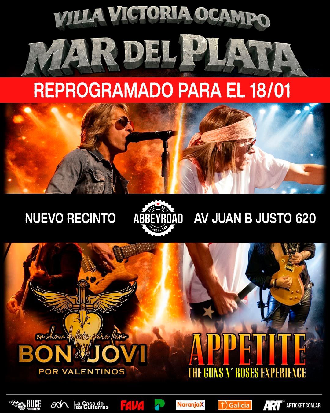 BON JOVI X VALENTINOS Y APPETITE GUNS N ROSES EXPERIENCE