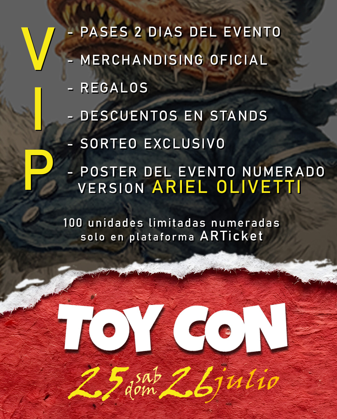 TOY CON VIP - PASE 2 DIAS  MERCH OFICIAL